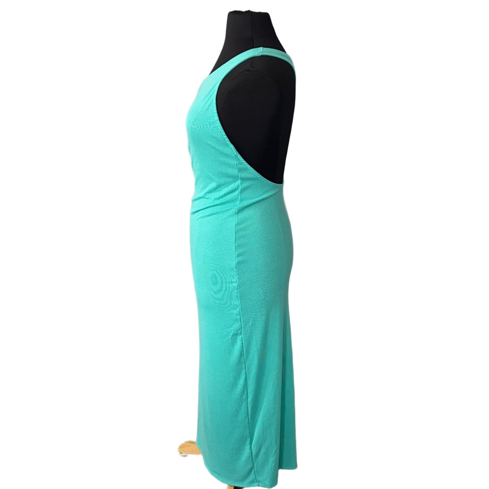 Free People Beach One Shoulder Aqua Maxi Dress Open Back Bodycon Resort size M - Picture 6 of 7